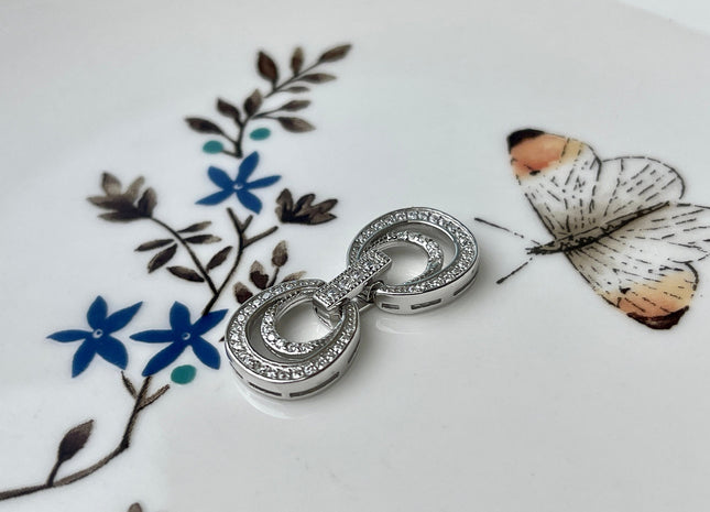 11x22 mm or 12x25 mm 925 Sterling Silver Shiny Oval Shape Design Clasp Sterling Silver Findings With CZ Silver Clasps #10295