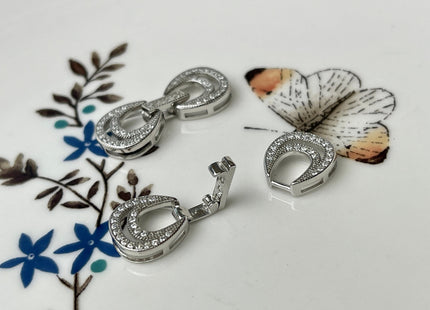 11x22 mm or 12x25 mm 925 Sterling Silver Shiny Oval Shape Design Clasp Sterling Silver Findings With CZ Silver Clasps #10295
