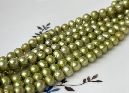 6.5-7mm AA Sage Green Color Off Round Freshwater Pearl Beads GenuineFreshwater Pearl 65 Pieces #P2438