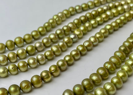 6.5-7mm AA Sage Green Color Off Round Freshwater Pearl Beads GenuineFreshwater Pearl 65 Pieces #P2438