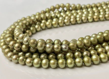 6.5-7mm AA Sage Green Color Off Round Freshwater Pearl Beads GenuineFreshwater Pearl 65 Pieces #P2438