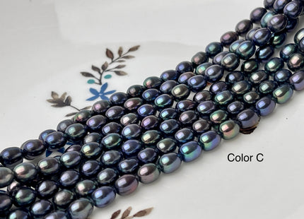 4.5-5x5-6 mm AAAA Iridescent Brown Green Copper Rice /Oval Freshwater Pearl Genuine Top Quality Smooth And Shiny Peacock Pearl #1430
