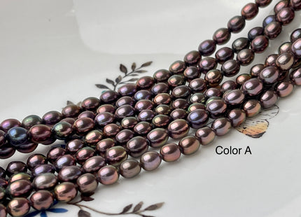 4.5-5x5-6 mm AAAA Iridescent Brown Green Copper Rice /Oval Freshwater Pearl Genuine Top Quality Smooth And Shiny Peacock Pearl #1430