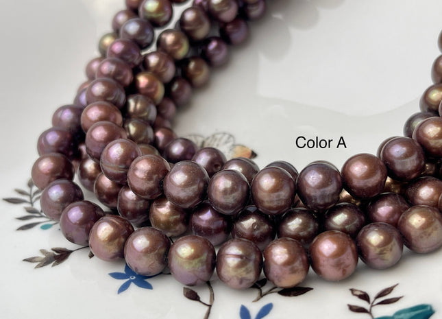 9-10mm AA Pinkish Copper Brown Off Round Freshwater Pearl Beads Genuine Dark Brown Potato Freshwater Pearls #P2491