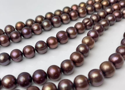 9-10mm AA Pinkish Copper Brown Off Round Freshwater Pearl Beads Genuine Dark Brown Potato Freshwater Pearls #P2491
