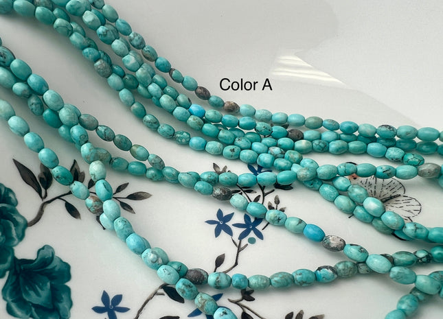 4x6 mm Smooth Barrel Shape Turquoise Beads Green Brown Color Gemstone Loose Beads #3800
