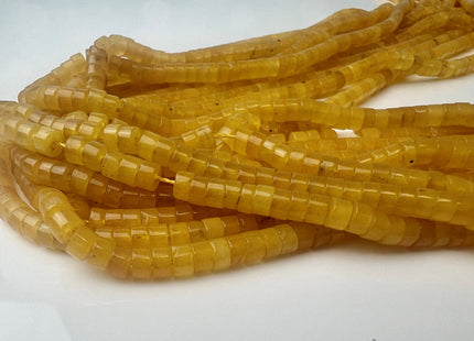 2x4mm Yellow Jade Heishi Rondelle Shape Gemstone Loose Beads 15.5 Inches Strand #4424