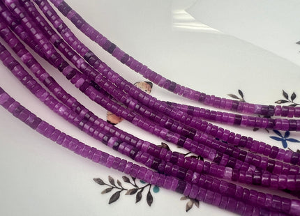 2x4mm Purple Jade Heishi Rondelle Shape Gemstone Loose Beads 15.5 Inches Strand #4425