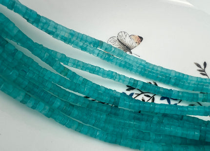2x4mm Dyed Green Jade Heishi Rondelle Shape Gemstone Loose Beads 15.5 Inches Strand #4427