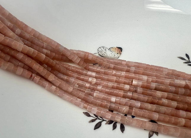 2x4 mm Natural Smooth Heishi Peach Sunstone Gemstone Beads Genuine Natural Sunstone Beads 15 Inches Strand #4426
