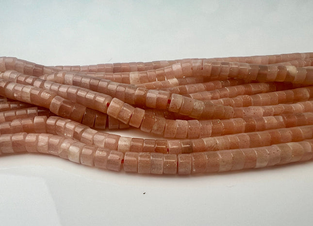 2x4 mm Natural Smooth Heishi Peach Sunstone Gemstone Beads Genuine Natural Sunstone Beads 15 Inches Strand #4426