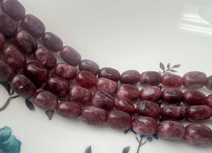 7x11 mm Red Color Dyed Jade Gemstone Beads Garnet Color Pebble Nugget Shape Loose Beads 15.5 Inches Strand #4428