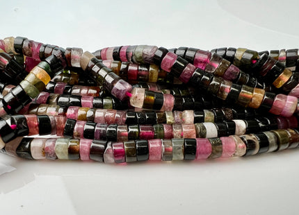 2x4mm AAA Natural Tourmaline Heishi Rondelle Shape Genuine Tourmaline Discs Gemstone Loose Beads 15.5 Inches Strand #4429
