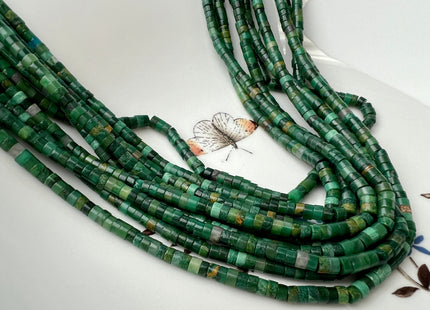 2x4mm Natural Green Africa Jade Heishi Rondelle Shape Gemstone Loose Beads 15.5 Inches #4431