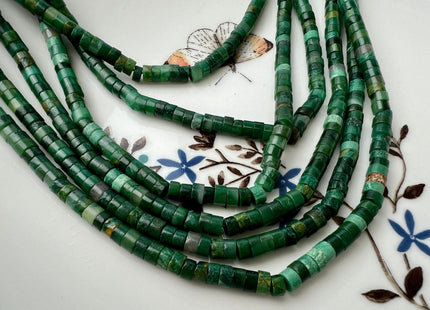 2x4mm Natural Green Africa Jade Heishi Rondelle Shape Gemstone Loose Beads 15.5 Inches #4431