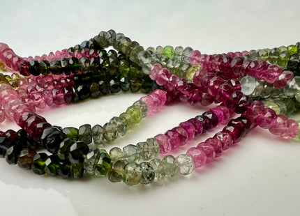 4 mm AAA Faceted Rondelle Natural Tourmaline Beads Natural Pink Green Watermelon Gemmy Tourmaline Gemstone 14.5 Inches Strand #4435