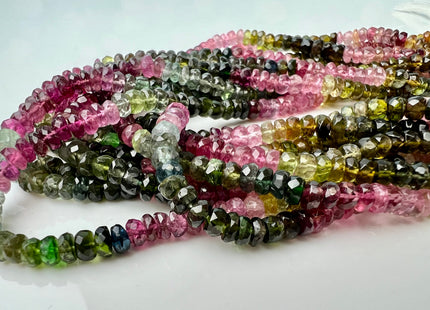 4 mm AAA Faceted Rondelle Natural Tourmaline Beads Natural Pink Green Watermelon Gemmy Tourmaline Gemstone 14.5 Inches Strand #4435