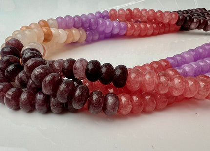 5x8 mm Smooth Rondelle Mixed Dyed Pink Purple Jade Gemstone Beads 15 Inches Strand 72 Beads #4436