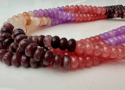 5x8 mm Smooth Rondelle Mixed Dyed Pink Purple Jade Gemstone Beads 15 Inches Strand 72 Beads #4436