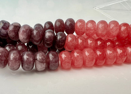 5x8 mm Smooth Rondelle Mixed Dyed Pink Purple Jade Gemstone Beads 15 Inches Strand 72 Beads #4436