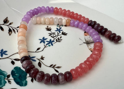 5x8 mm Smooth Rondelle Mixed Dyed Pink Purple Jade Gemstone Beads 15 Inches Strand 72 Beads #4436