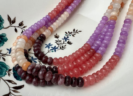 5x8 mm Smooth Rondelle Mixed Dyed Pink Purple Jade Gemstone Beads 15 Inches Strand 72 Beads #4436