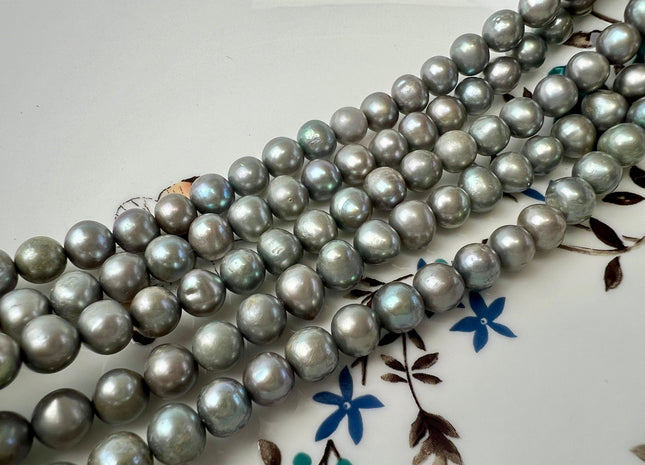 7 mm Rare Grayish Sage Green Off Round Freshwater Pearl Beads Genuine Freshwater Pearl 60 Beads #P2493