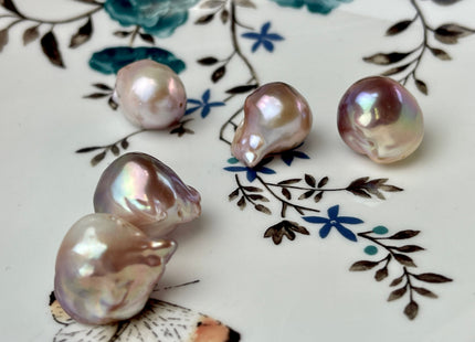 One Piece 15-18x18-28 mm AAAAA Jumbo Natural Mauve Pink Baroque Pearl Super High Luster Full Drilled Large Hole Baroque Pearl #P2484