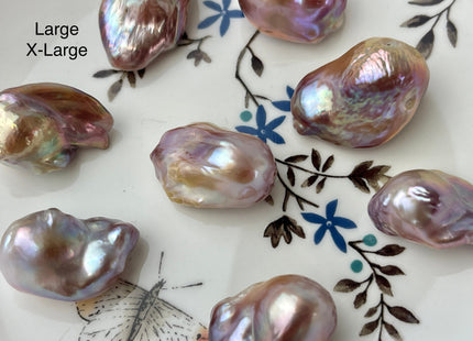 One Piece 15-18x18-28 mm AAAAA Jumbo Natural Mauve Pink Baroque Pearl Super High Luster Full Drilled Large Hole Baroque Pearl #P2484