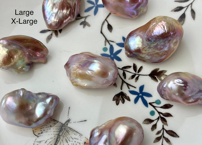 One Piece 15-18x18-28 mm AAAAA Jumbo Natural Mauve Pink Baroque Pearl Super High Luster Full Drilled Large Hole Baroque Pearl #P2484