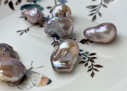 One Piece 15-18x18-28 mm AAAAA Jumbo Natural Mauve Pink Baroque Pearl Super High Luster Full Drilled Large Hole Baroque Pearl #P2484