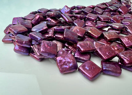 10mm Mulberry Purple Color Diamond Square Coin Shape Freshwater Pearl Beads Genuine High Luster Coin Pearls 29-31 Beads #P2499