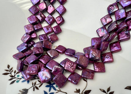 10mm Mulberry Purple Color Diamond Square Coin Shape Freshwater Pearl Beads Genuine High Luster Coin Pearls 29-31 Beads #P2499