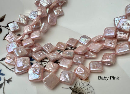 10mm Lavender Pink Diamond Square Coin Shape Freshwater Pearl Beads Genuine High Luster Coin Pearls 29-31 Beads #P2501