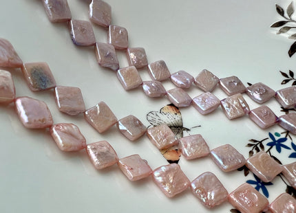 10mm Lavender Pink Diamond Square Coin Shape Freshwater Pearl Beads Genuine High Luster Coin Pearls 29-31 Beads #P2501