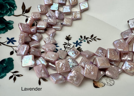 10mm Lavender Pink Diamond Square Coin Shape Freshwater Pearl Beads Genuine High Luster Coin Pearls 29-31 Beads #P2501