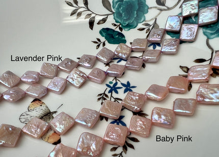10mm Lavender Pink Diamond Square Coin Shape Freshwater Pearl Beads Genuine High Luster Coin Pearls 29-31 Beads #P2501
