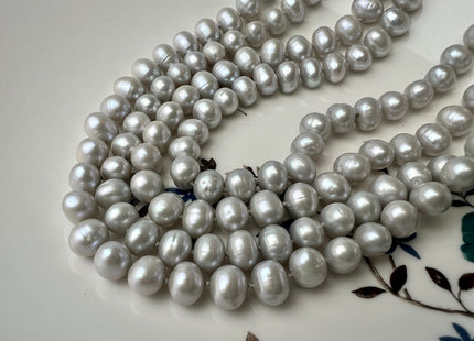 72 inches 8-8.5mm Light Silver Gray Potato Genuine Freshwater Pearl Necklace Hand Knotted Long Bridal Pearl Necklace #315