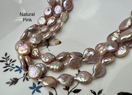 12x15 mm AA Natural Dark Mauve Purple Color Coin Freshwater Pearl Beads Genuine High Luster Tear Drop shape Coin Pearls 25 Pieces #P1329
