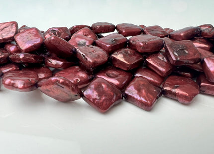 10mm Cranberry Color Diamond Square Coin Shape Freshwater Pearl Beads Genuine High Luster Coin Pearls 29-31 Beads #P2509