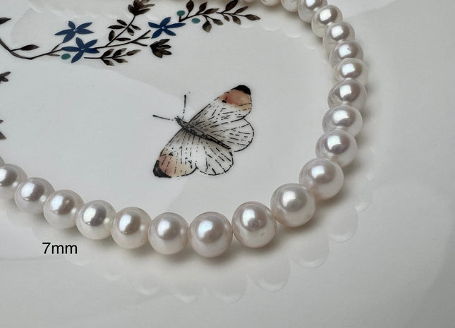5.5mm 7mm AAAA Natural White Very Rare Round Freshwater Pearl Genuine High Luster Top Quality Round Pearls #P2507