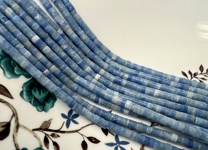 2x4mm Dyed Aquamarine Blue Jade Heishi Rondelle Shape Gemstone Loose Beads 15.5 Inches Strand #4440