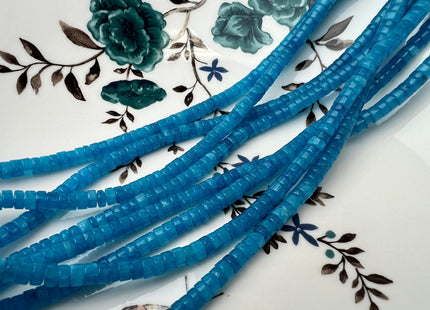 2x4mm Dyed Aqua Blue Jade Heishi Rondelle Shape Gemstone Loose Beads 15.5 Inches Strand #4439