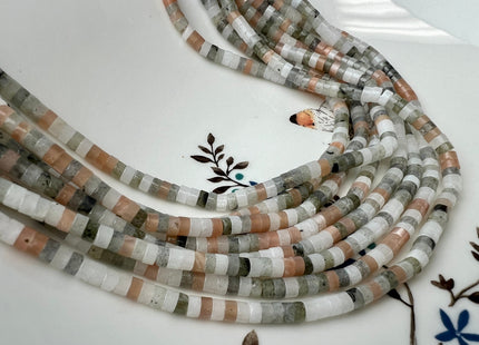 2x4mm Natural Smooth Heishi Multi Color Moonstone Bead Genuine Natural White Peach Coffee Gray Moonstone #4430