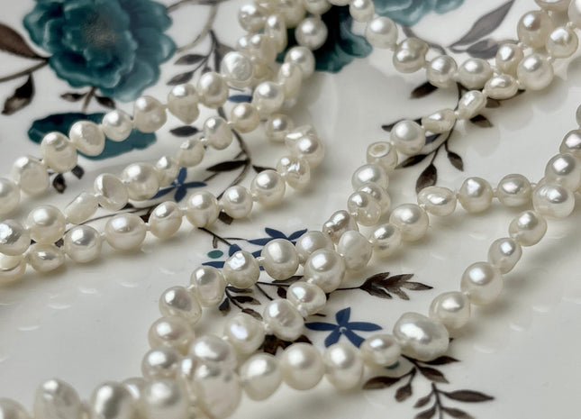 72 Inches 6-7 mm AAA Natural White Nugget Freshwater Pearl Necklace Bridal Pearl Necklace Genuine Pearl Long Necklaces #P2478