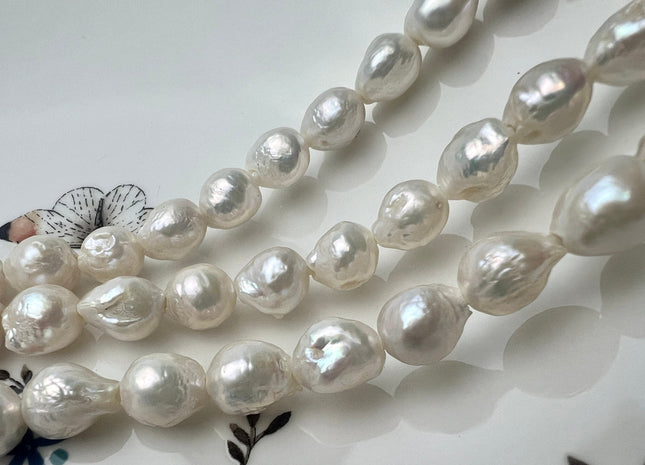 10-13 mm AA Large Hole Natural White Baroque Pearl 2.2 mm Hole Natural Baorque Pearl Beads Large Hole Genuine Baroque Pearls #242
