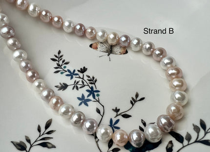 9.5-11 mm AAA Rare Extra Shiny Natural White Mauve Pink Potato Freshwater Pearl Beads Genuine High Luster Quality Bridal Pearls #P2481