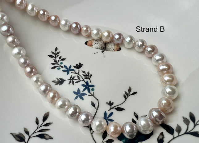 9.5-11 mm AAA Rare Extra Shiny Natural White Mauve Pink Potato Freshwater Pearl Beads Genuine High Luster Quality Bridal Pearls #P2481