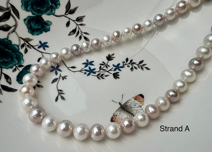 9.5-11 mm AAA Rare Extra Shiny Natural White Mauve Pink Potato Freshwater Pearl Beads Genuine High Luster Quality Bridal Pearls #P2481