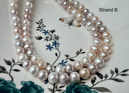 9.5-11 mm AAA Rare Extra Shiny Natural White Mauve Pink Potato Freshwater Pearl Beads Genuine High Luster Quality Bridal Pearls #P2481